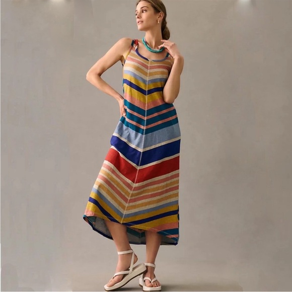 BOGO! NEW Anthropologie Saturday Sunday Chevron Stripe Maxi Dress Large - Picture 9 of 9